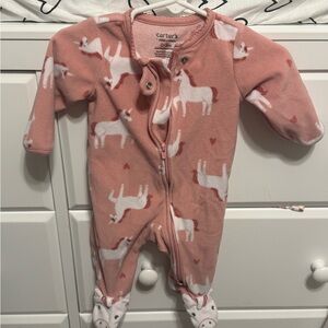 Carter's Blush Unicorn fleece Footed Jammie’s